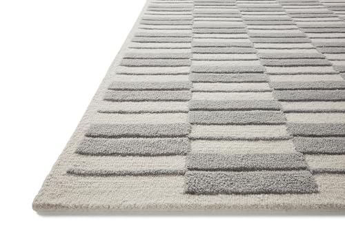 Loloi Chris Loves Julia Bradley Collection, Ivory & Grey, 7'-9" x 9'-9" Area Rug – Classic Striped Area Rugs for Living Room, Bedroom, Entryway & Hallway, High Traffic Area Home Decor Rug by Loloi - Image 2