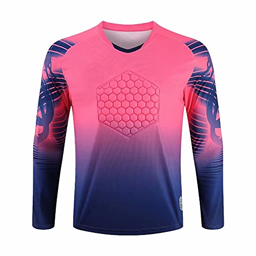 QGGESY Maillot de Football de Gardien de But rembourré pour Enfants, Chemise et Pantalon de Gardien de But pour Jeunes, kit de Gardien de garçons pour Filles,Red,XXL Cover