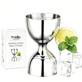 Professional Bartender Jigger - Premium Cocktail Bell Jiggers - 1oz & 2oz Double-Sided Stainless Steel Measuring Cup with Etched Inside Mark
