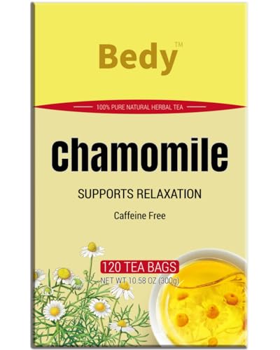 Bedy Chamomile Tea Relaxing & Calming, 120 Teabags Individually Wrapped Herbal Tea, Non-GMO, Caffeine Free