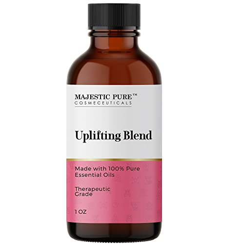 Majestic Pure Uplifting Essential Oil Blend | 100% Pure & Natural Therapeutic Grade Blend For An Uplifting Environment, Encourages Productivity | 1 Oz | Lemon, Rosemary, Eucalyptus, Ylang Ylang #TOP10