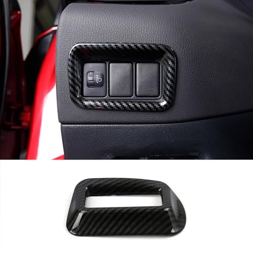 KELEIMAI Car Accessories Fit For Toyota C-HR CHR 2017-2022 Headlight Switch Buttons Controller Panel Frame Cover Trim (Carbon Fiber Style) 1PC ABS