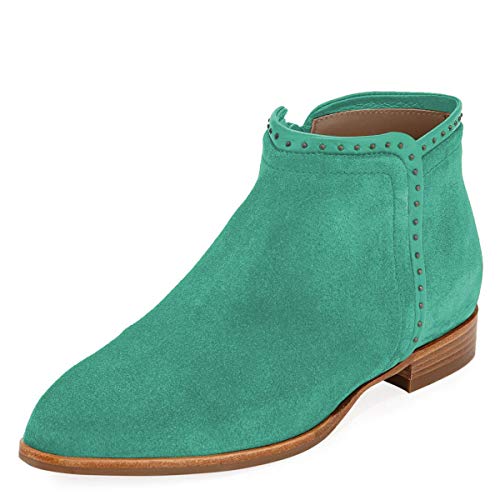 YDN Women Pointed Toe Stacked Low Heel Boots Winter Chukka