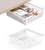 Set of 2 Schreibtisch-Organizer, Unter Tisch Schublade Große Kapazität Veranstalter, Metallschublade Untertisch-Aufbewahrungsbox, Versteckte Schubladenboxfür Büro zu Hause Schule, Weiß