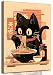 Japanese Noodle Black Cat Canvas Wall Art Trendy Tokyo Ukiyoe Cats Wall Decor Pictures Retro Cute Tokyo For Kitchen Posters Prints for Kids Teens Room Boys Girls Bedroom Decoration