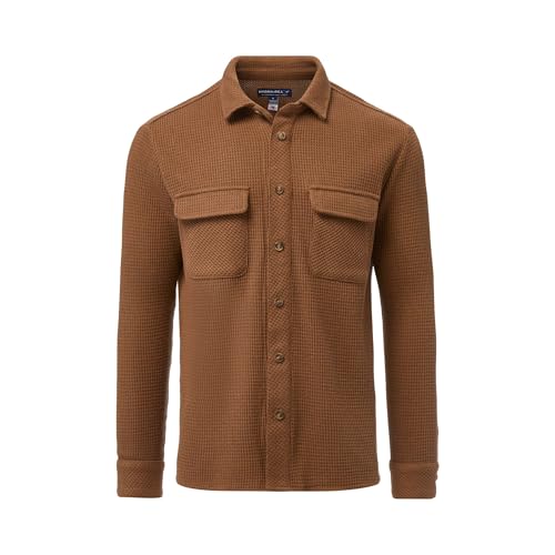 Mens Shirts Casual Button Down I Waffle Weave Magnetic Adaptive Clothing for Men with Dual Oversized Pockets