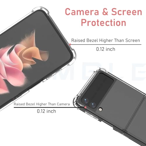 Image of HUMBLE Luxury Pattern TPU + Poly Carbonate | Crystal Clear Flip Cover Compatible with Samsung Galaxy Flip 3 Back and Front Glass Design with Full Body Protection Case Cover for Samsung Galaxy Flip 3