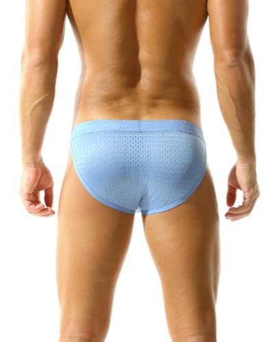 Men's Mesh Sport Underwear Stretch Low Rise String Bikini Briefs 3 Pack3