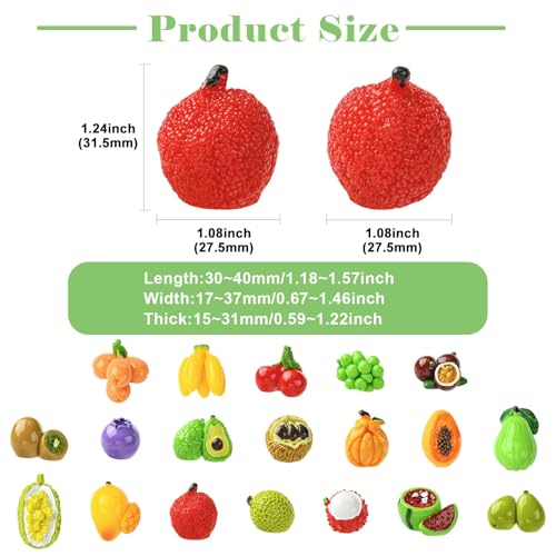 LiQunSweet 19 pcs 19 Styles Miniature Figurines Imitation Fruit Resin Ornament 3D Fruit Cabochons No Hole Beads Display for DIY Jewelry Embellishment Home Office Desk Decor by LiQunSweet - Used condition - Image 2
