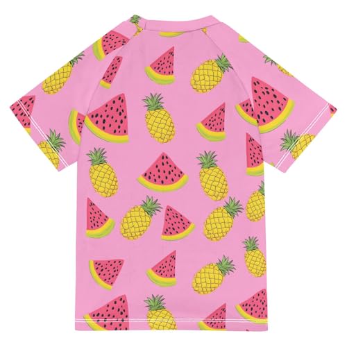 ALAZA Kids Rash Guard Boys Toddler Swim Shirts Short Sleeve Pineapple Watermelon UPF 50+ 3T2