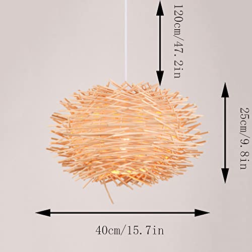 Lampe suspendue nid d'oiseau lustre en osier rotin et bambou pour cuisine E27 - 7
