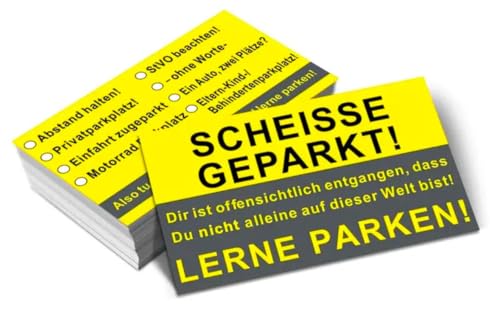 THUBOO 50 Witzige Karten im Checkkartenformat - Scheisse geparkt - mit einer Checkliste zum Ankreutzen für den Verstoß. Die Karte für die Windschutzscheibe Schlechte Parkhinweise Knöllchen Spass