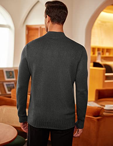 COOFANDY Men's Slim Fit Mock Neck Button Sweater #TOP12