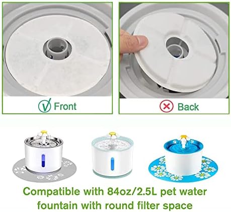12Pack Cat Water Fountain Filters for Pet Flower Fountains Replacement Filters Round with Activated Carbon and Resin for Automatic Dog Drinking Dispenser (Green)
