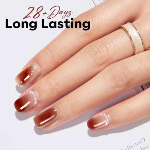 Image of modelones Jelly Brown Gel Nail Polish 15ML, Jelly Sheer Brown Pastel Soak-Off UV Gel Polish - 28+Days Long-Lasting Nail Art DIY Manicure Kit Home Salon Women Gifts