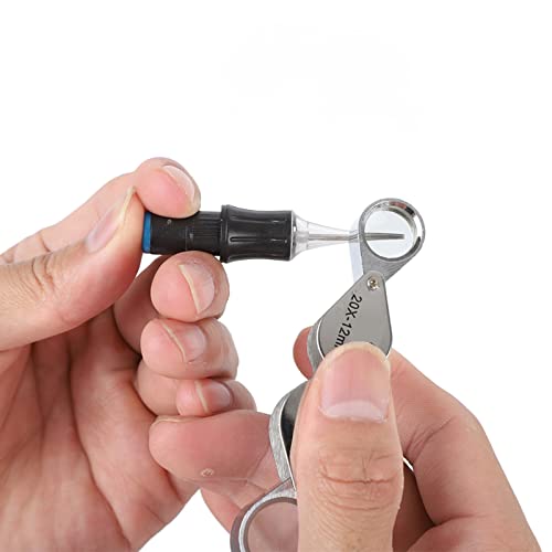 Lupa de lente dupla, todas as lentes de vidro óptico carcaça de liga de zinco dobrável 10x20x lupa d