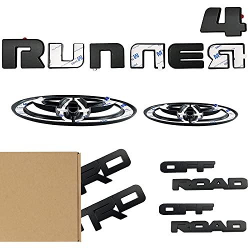 Blackout Emblem Overlays Compatible with 4Runner 2010-2019 2020 2021 2022 2023 2024 2025 2026 4 Runner ABS Plastic Badge Overlay 241029 with Strong Adhesive Matte Black 15Pcs