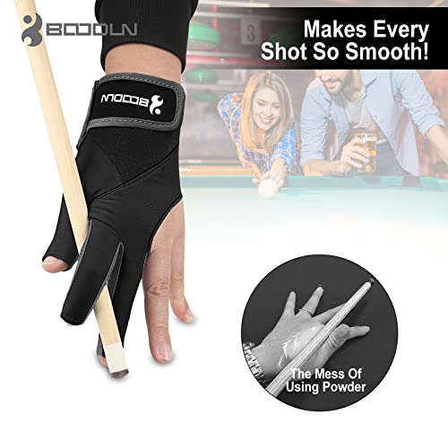 YFY Billiard Pool Gloves for Left Hand 3 Finger, Splicing Process, Snooker Cue Sport Glove Popular Sizes for Men & Women - Thumbnail 7