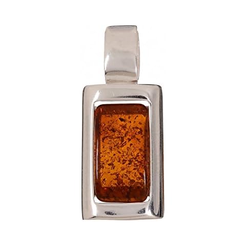 Sterling Silver and Baltic Honey Rectangle Amber Pendant "Linden" Cover