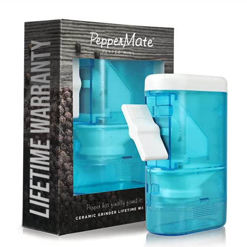 Peppermate Traditional Pepper Mill Manual High Volume Peppercorns And Salt Grinder With Ergonomic Turnkey Handle And Ceramic Precision Mechanism With Adjustable Grind For The Gourmet Chef (Aqua) #TOP5