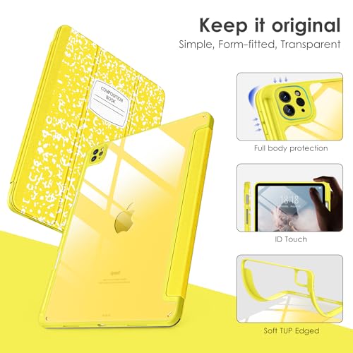 VIKESI for iPad Pro 11 Inch 4th/3rd/2nd/1st Generation Case, iPad Air 11-inch / 5th / 4th Generation Case with Clear Back,Pencil Holder,Auto Sleep/Wake,Camera Protection,Yellow Book by VIKESI - Image 3