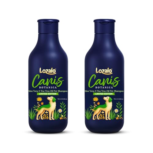 Image of Lozalo Canis Botanica Pet Shampoo 1500ml (750 ml+750 ml Free) Goodness of Aloe Vera & Tea Tree Oil Dog & Cat Shampoo | Soothes & Moisturizes Coat Conditioning Shampoo for All Breeds