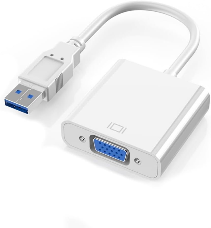 Lightweight USB to VGA Adapter Converter Cable Cord 1920x1080 Clear Projection on Monitors and Projectors