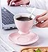 Jusalpha® Porcelain Tea Cup and Saucer Coffee Cup Set with Saucer and Spoon Set of 6 (FD-TCS02 pink (6), 7oz)