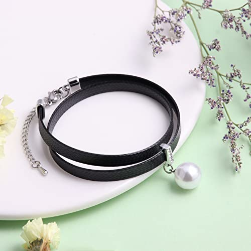 Gothic Single Pearl Choker Necklace, Black Choker Necklace For Women, Black Leather Choker, Goth Choker, Pearl Pendant, Pearl Necklace For Women Girls, Gothic Jewelry (1) #TOP1