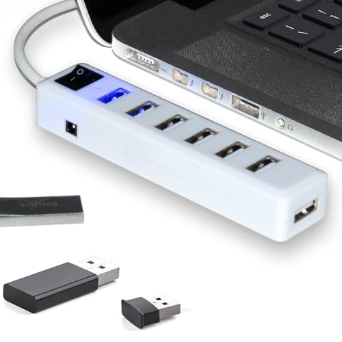 Hub 7 Porte USB Multiple - Sdoppiatore Portatile Per PC, Adattatore Per Windows, Mac OS X, Linux - Leggero e Compatto