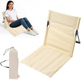 Nzkeuf Siège de plage avec dossier, coussin de chaise de plage, chaise pliante portable, chaise de plage pliable, chaise de sol, coussin tribune, tapis de plage pliable pour pique nique, jardin