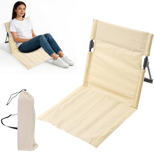 Nzkeuf Strandsitz mit Rückenlehne Strandstuhlkissen Strand-Klappstuhl Tragbare Strandliege Faltbarer Bodenstuhl Klappbares Tribünenkissen Strandmatte Klappbar für Picknick Garten Wandern