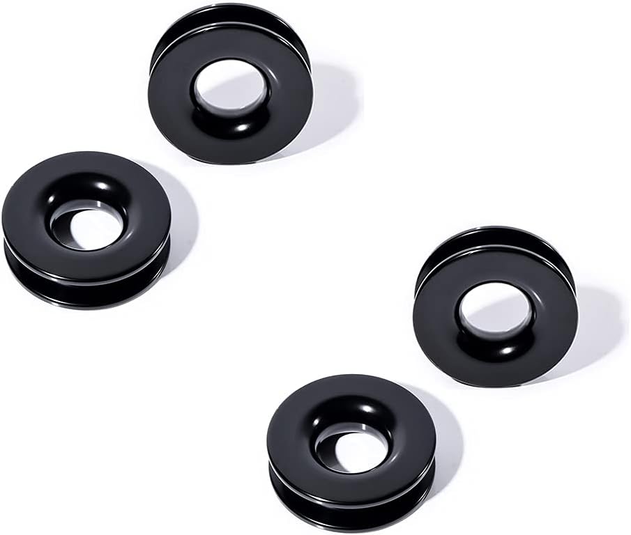Set 4pcs Black Recovery Ring Shackle 41000 lbs Winch Snatch Towing Soft Shackle Recovery for 3/8" Soft Shackle Winch Ropes 1/2" ATV UTV SUV Truck (4X)