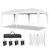 10'x20' Pop Up Canopy Tents Heavy Duty 10x20ft Ez Up Canopy Outdoor Instant Shelter Party Tents Outdoor Event Gazebo Waterproof White Canopies with Portable Bag