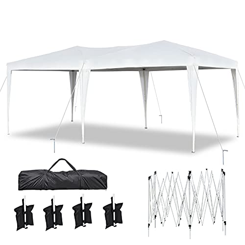 10 x20  Pop Up Canopy Tents Heavy Duty 10x20ft Ez Up Canopy Outdoor Instant Shelter Party Tents Outdoor Event Gazebo Waterproof White Canopies with Portable Bag