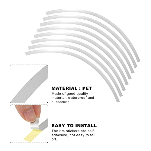 X AUTOHAUX 16pcs Fit 17\" Wheel Motorcycle Car Bike Wheel Rim Sticker Strips Reflective Stripe Tape Reflector Silver Tone - Thumbnail 5