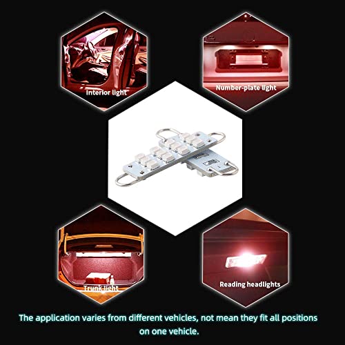 Grandview 4 X 44mm(1.73 inches) 12-SMD 1210 3528 Chip Rigid Loop Festoon LED Bulbs for Car Interior Light Dome Map Light Door Courtesy Lights 561 562 567 (Red) - Thumbnail 6