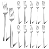 Onader Tafelgabeln 12 Stück, 19,7cm Edelstahl Gabel Kuchengabeln Set, Hochglanzpoliert Essgabeln mit Quadratischer Griff, Gabeln für Zuhause, Hotel, Restaurant, Gesunde & Spülmaschinenfest