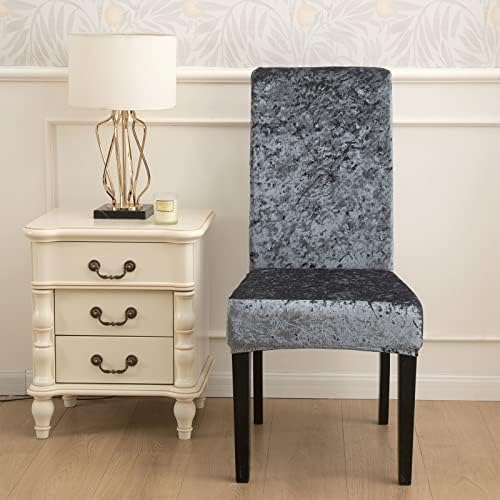 Aisprts Chair Covers, Crushed Velvet Dining Chair Slipcovers Set of 4 or 6, Removable Washable Stretch Chair Covers for Dining Chairs, Parsons Chair Protector Decoration Covers Seat Cover