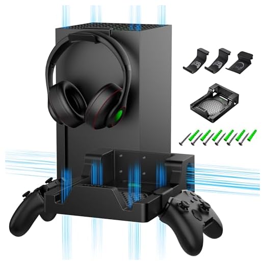 Wall Mount for Xbox Series X, ZAONOOL Wall Mount Kit for Xbox Series X Accessories with Detachable Controller Stand and Headphone Shelf, Dual Ventilation Design Holder, Place The Console Face Forward