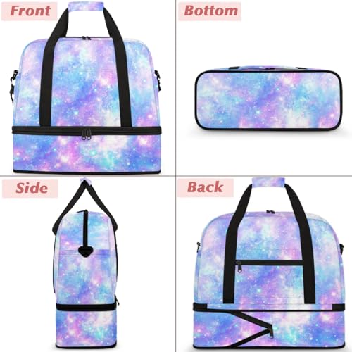 Large Weekender Overnight Bags Galaxy Colorful Abstract Travel Duffel Bag for Women Men Gym Bag With Shoe Compartment Foldie Travel Tote Bag Carry On Personal Item Bag for Travel Gym Sports3