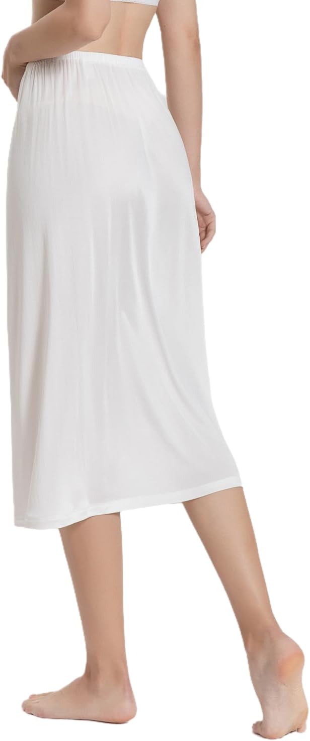 Women's 100% Silk Half Slip Skirt Extender Elastic Waist Short Underskirt Breathable Under Dress Petticoat