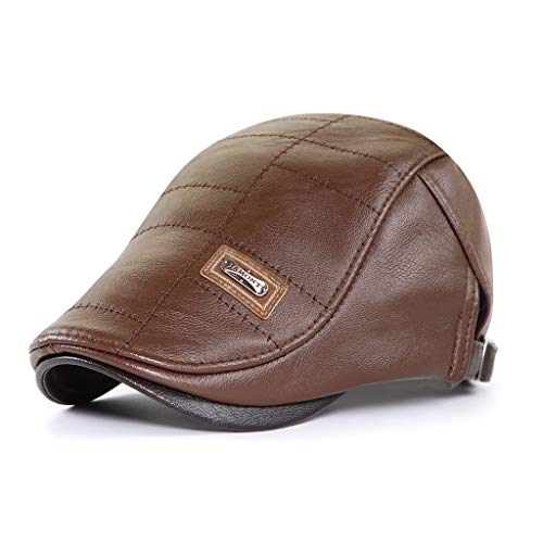 Béret irlandais homme en simili cuir Elwow chapeau plat automne hiver confortable