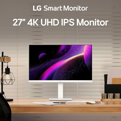 Image of LG 27 inch UHD Smart Moniton, 4K (3840 x 2160) IPS Display, WebOS, HDR10, Built-in Speakers, Remote Control, Screen Share, Bluetooth, HDMI, USB Type-A|C, Height & Tilt Adjustable Stand