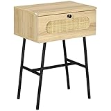 Boho-Stil: Der Beistelltisch hat einen schönen Rattandekor an der Vorderseite, das hervorragend zur rustikalen und modernen Wohneinrichtung passt und Ihr Ambiente stilvoll ergänzen wird.