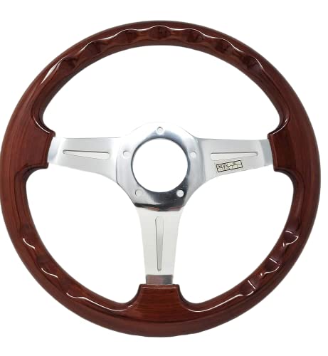 350Mm 14" Inch 5 Bolt Grant Classic Nostalgia Style Wood Grain Steering Wheel Slotted 3 Spoke Steering Wheel Light Wood Grip And Horn (14" Steering Wheel) #TOP4