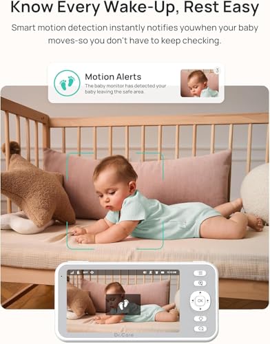 Image of Dr.Care LumiView Smart WiFi Baby Monitor with 2 Cameras - 5 inch 1080P FHD & 2K Camera App Control, Privacy Mode, 5000mAh Removable Battery, Cry & Motion Alerts, HD Night Vision, Multi-User,1279ft Rang