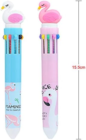 Allbusky Cartoon Flamingo Ballpoint Pens, 0.5mm 10 Colors Ballpoint Pens, Push Bullet Head Ballpoint Pens for Birthday Gift School Office Stationery Back to School Gift Christmas Xmas Gift, 4-Pack