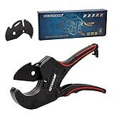 GETUHAND Ratchet-type PVC Pipe Cutters, Cuts up to 2-1/2', One-hand Fast Plastic Pipe Cutter with Replacement Blade and Quick Change Blade System, Tool Gift for Men