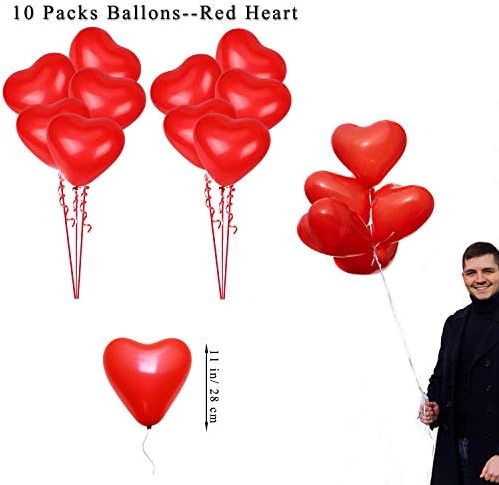 Zestaw dekoracji na Walentynki 1000 sztuk czerwonych płatków róży, 10 sztuk balonów w kształcie serca, 6 sztuk w kształcie serca, girlanda z napisem "Ich liebe dich fühlte girlandy, banery, bieżnik na